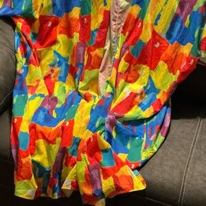 Vibrant Multicolor Abstract Print  Cover Up